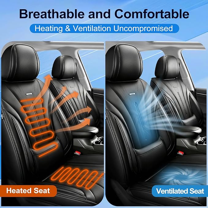 Fit Colorado Car Seat Covers (Front Pair) for Select Chevy/Chevrolet Colorado 2015-2026 - Premium Full Coverage Leather, Waterproof & All Weather Seat Cushion Protector, Black