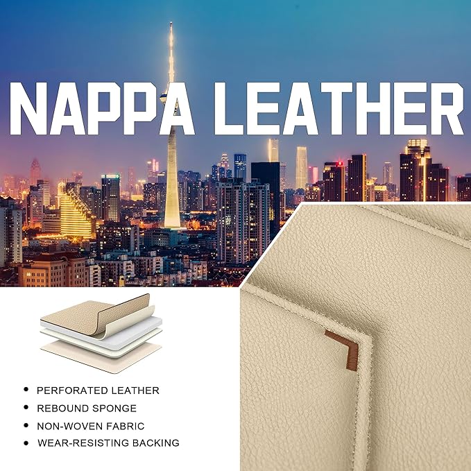CTDS Car Seat Covers for Nissan Pathfinder 2000-2026, Stylish Sport Seat Cover, Premium Nappa Leather Car Seat Cover. Automobile Seat Covers Sets.(Luxury 5 Seats/Beige)