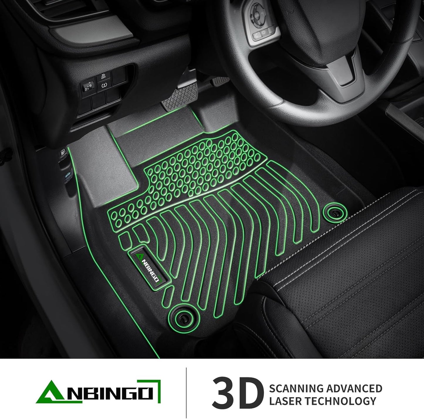 ANBINGO®-Floor Mats Fit for Nissan Frontier 2025 2024 2023 2022 Crew Cab w/ 2nd Row Under-Seat Storage (Not for 2nd with Under Seat Speaker) TPE All Weather Frontier 2025 Accessories Black