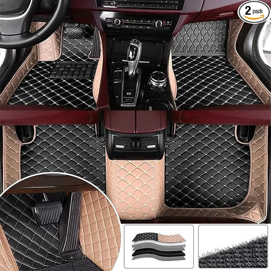 Custom Making Car Floor Mats Compatible with Audi BMW Mercedes-Benz Toyota Lexus Honda Infiniti Nissan Hyundai Kia All Models 2005-2026 (Black Beige and Beige)