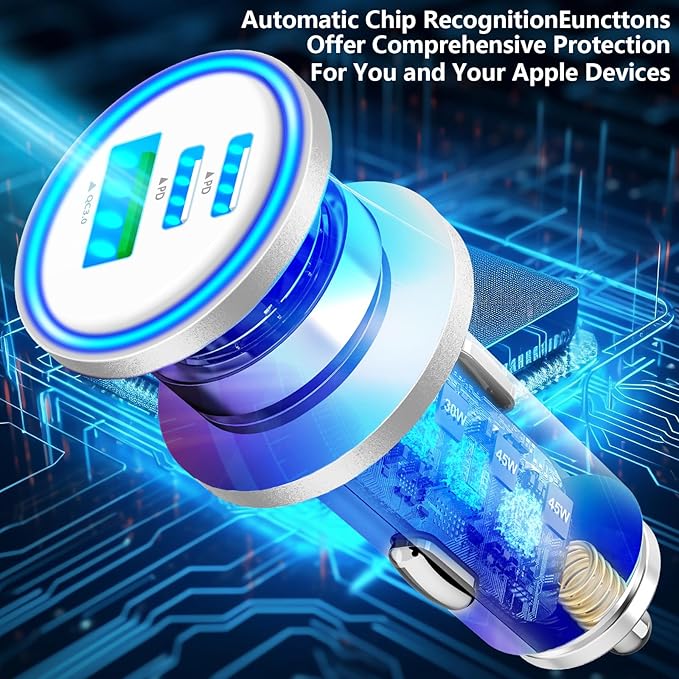USB C Car Charger, Rombica 3Port 67W Dual USB-C&USB-A Car Power Cigarette Lighter USB Charger Adapter PD/QC Type C Car Charger Fast Charge for iPhone 17 17 Pro 16 15 14 13 12/Galaxy S26 S25/Pixel/iPad