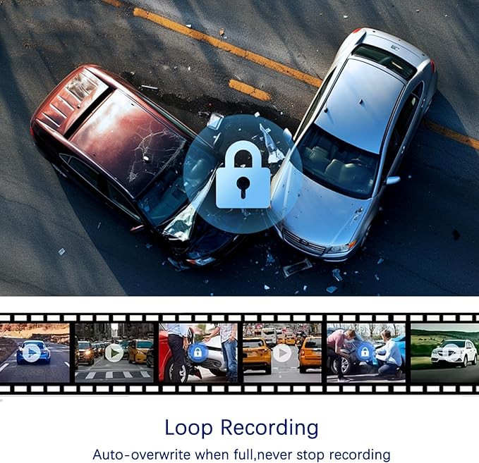 Dash Cam Front and Inside, 1080P Dual Dash Cam for Car, 3.16 Inch IPS Screen Driving Recorder with IR Night Vision, Loop Recording, Wide Angle Lens, 24H Parking Traffic Recorder