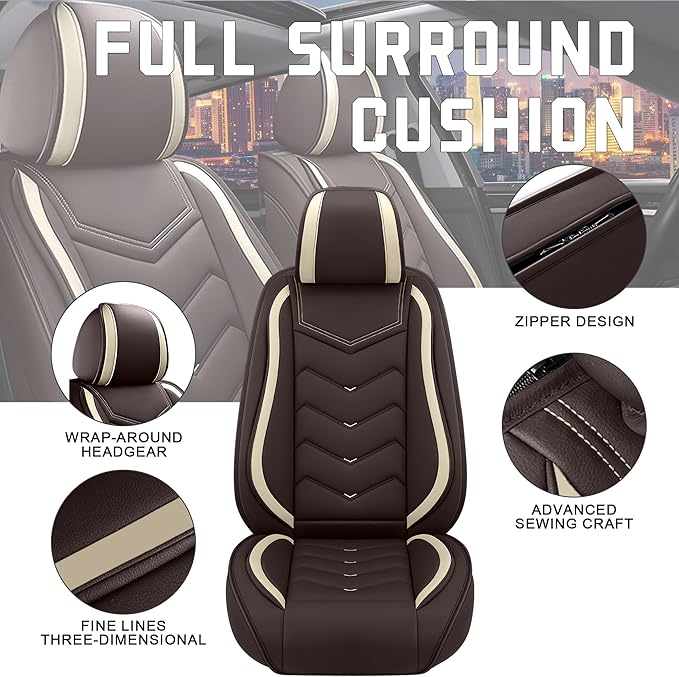 CTDS Car Seat Covers for Honda HR-V 2016-2026, Stylish Sport Seat Cover, Premium Nappa Leather Car Seat Cover. Automobile Seat Covers Sets.(Standard 2 Seats/Coffee Color)