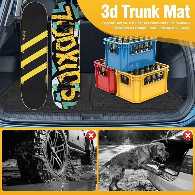 Trunk Liner Cargo Liners for Ford Escape 2020-2025 Rear Trunk Floor Mats 3D Boot Tray All-Weather TPE Black
