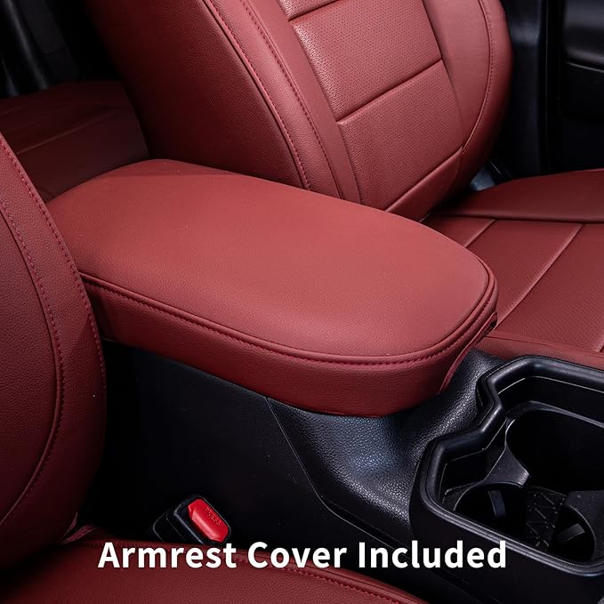 coverdream Rav4 Seat Covers Custom Fit for 2019-2025 Toyota RAV4 LE,XLE,XLE Premium,Limited SUV,Fully Covered,Luxury Waterproof Leather Car Seat Protector(Full Set,Wine Red)