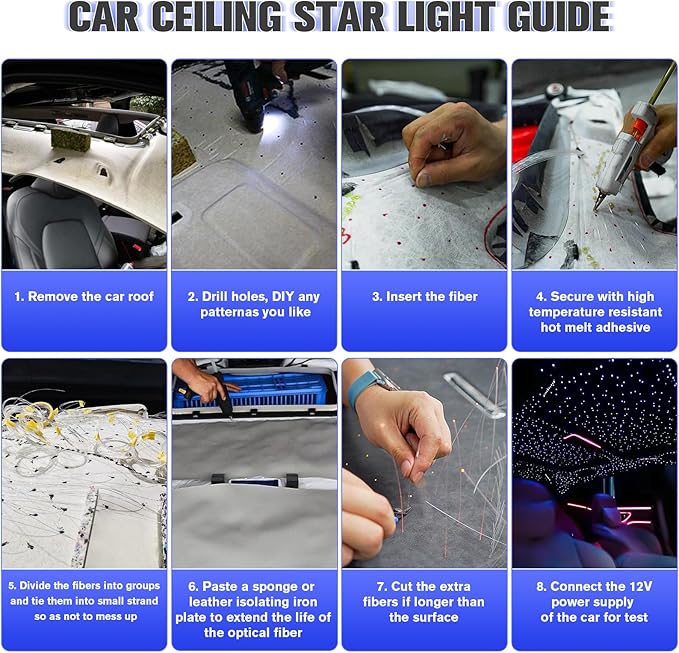 32W Starlight Headliner Kit, Star Lights for Car Roof&Home Decoration, Fiber Cable 800pcs*0.03in*13.1ft RGBW Star Light Headliner with Bluetooth APP/Remote Control/Music Mode