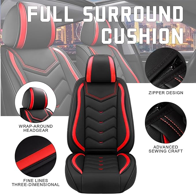 CTDS Car Seat Covers for Nissan Pathfinder 2000-2026, Stylish Sport Seat Cover, Premium Nappa Leather Car Seat Cover. Automobile Seat Covers Sets.(Standard 5 Seats/Black Red)
