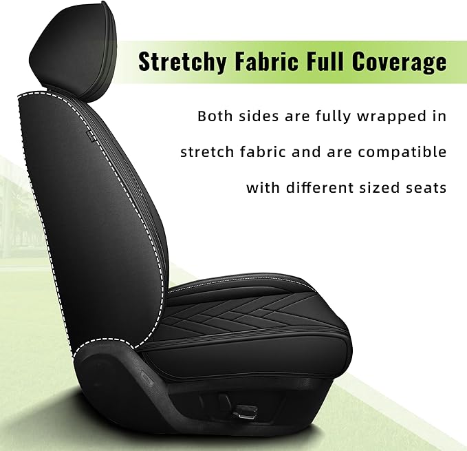 AOMSAZTO Front Seat Covers Fit for Nissan Murano 2011-2025 2026 Waterproof Faux Leather Car Seat Cover Compatible with Airbag(2PCS Front, Black)