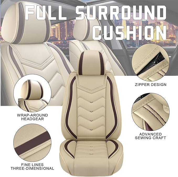 CTDS Car Seat Covers for Mazda CX-5 CX-3 CX-7 CX-9 CX-50 CX-30 CX-70 CX-90 2007-2026, Stylish Sport Seat Cover, Premium Nappa Leather Car Seat Cover.(Standard 5 Seats/Beige)