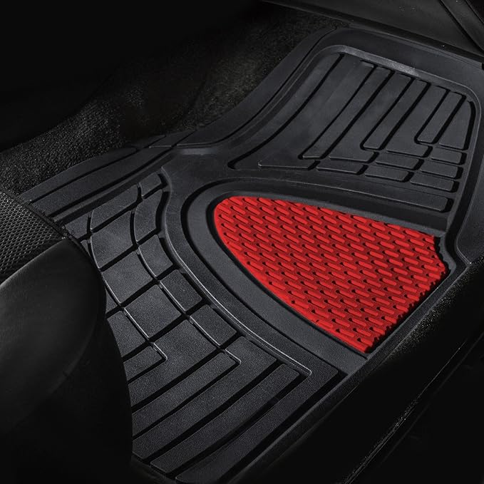 FH Group F11511 Trimmable Heavy Duty Tall Channel Floor Mats (Red) Full Set with Gift - Universal Fit for Cars Trucks and SUVs