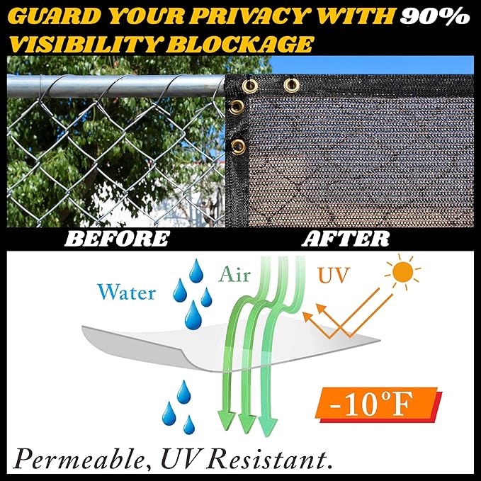 Royal Shade Custom Size 6' x 146' Brown Fence Privacy Screen Windscreen Cover Netting Mesh Fabric Cloth - Cable Zip Ties Included (We Make Custom Size)