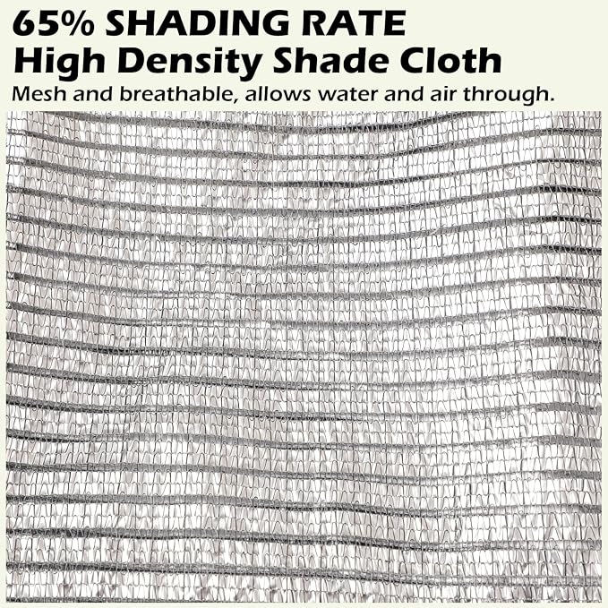 65% Aluminum Foil Shade Cloth with Grommets,12ft x 20ft, Mesh Sun Block Fabric Cover, Canopy, Privacy Screen for Outdoor Patio, Garden, Backyard, Silver