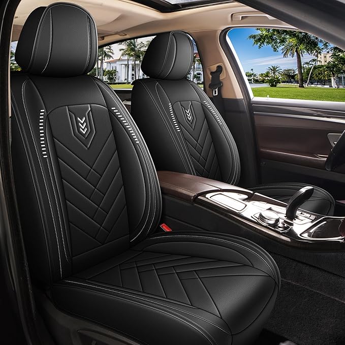 AOMSAZTO Car Seat Cover for Chevrolet Chevy Cruze 2011-2019 Front Set, Leather Car Seat Protector Waterproof, Non Slip Car Seat Cushion, Interior Seat Covers Automotive Accessories - Black