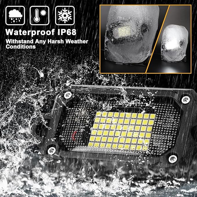 Rock Lights for Trucks 60 Chip 6500K 4pcs Pure White Underglow Lights for Jeep UTV ATV SUV Cars with 15FT Wire Harness, Aluminum Housing