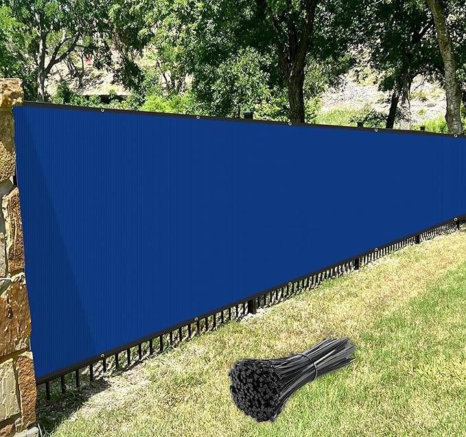 Windscreen4less Privacy Fence Screen Heavy Duty Windscreen Fencing Mesh Fabric Shade Net Cover with Brass Grommtes for Outdoor Wall Garden Yard Pool Deck, 8'x292' Blue