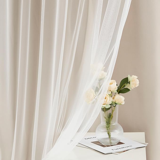 Bujasso Beige 80% Blackout Curtains with Sheer Overlay Mix and Match Double Layer Thermal Insulated Window Panels 63 inch for Living Room Bedroom Beige Drapes with Tiebacks Grommet Top 54" Wx63 Lx2