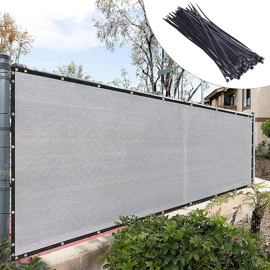 Royal Shade Custom Size 5' x 112' Grey Fence Privacy Screen Windscreen Cover Netting Mesh Fabric Cloth - Cable Zip Ties Included (We Make Custom Size)