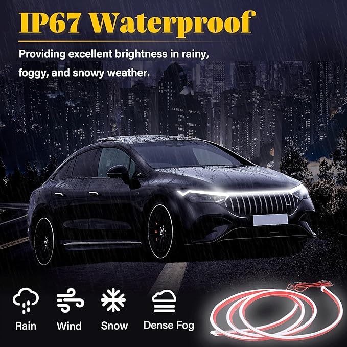 DIBMS 71" High Brightness Car Hood Gap LED Strip, LED Car Ambient Light, Dynamic Scan Activated Design, Daytime Driving Kits, Car Accessories Eclipse LED Lights (Ice Blue)