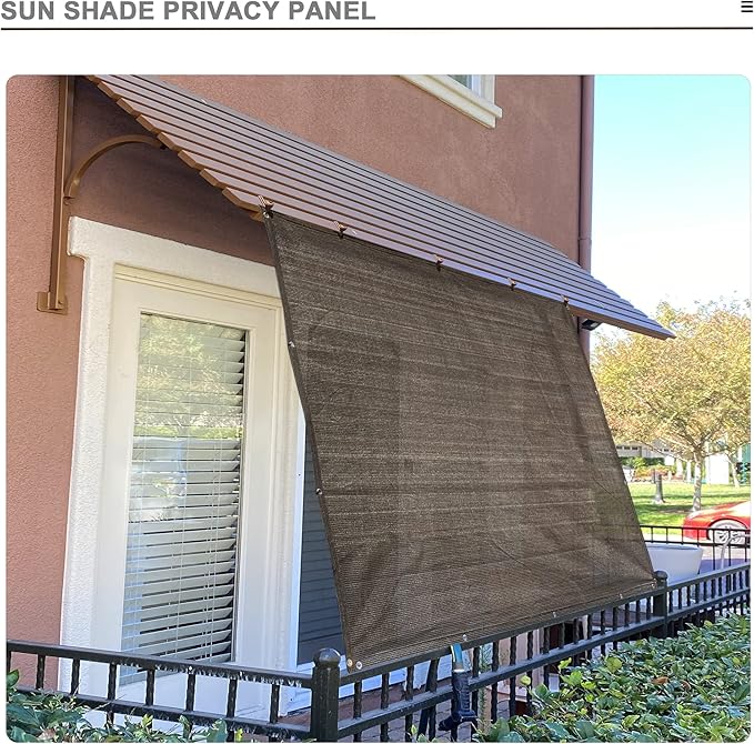 Alion Home Sun Shade Privacy Panel with Grommets and Hems on 4 Sides for Patio, Awning, Window, Pergola or Gazebo - Mocha Brown (10' x 4')