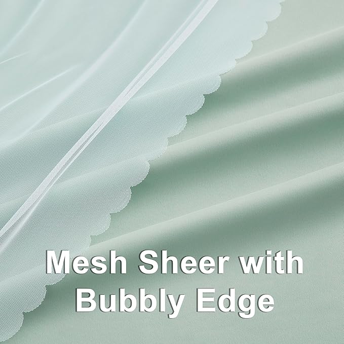Bujasso Aqua 80% Blackout Curtains with Sheer Overlay Mix and Match Double Layer Thermal Insulated Window Panels 84 inch for Living Room Bedroom Mint Green Drapes with Tiebacks Grommet Top 37"Wx84"Lx2