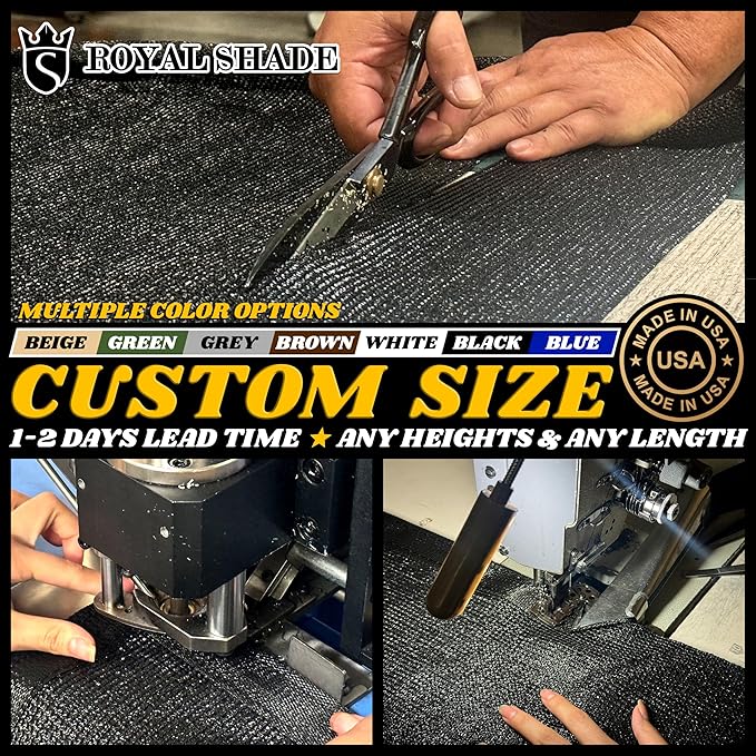 Royal Shade Custom Size 5' x 110' Brown Fence Privacy Screen Windscreen Cover Netting Mesh Fabric Cloth - Cable Zip Ties Included (We Make Custom Size)
