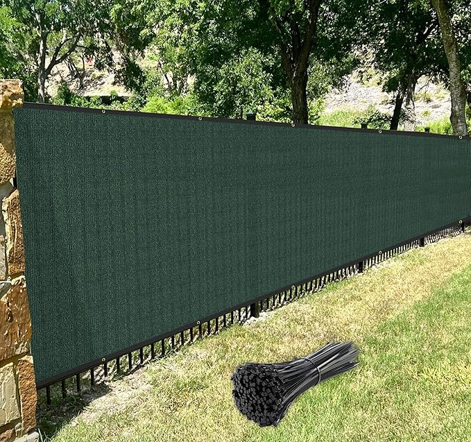 Windscreen4less Privacy Fence Screen Heavy Duty Windscreen Fencing Mesh Fabric Shade Net Cover with Brass Grommtes for Outdoor Wall Garden Yard Pool Deck, 8'x184' Green